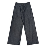 Tuck-On Back Button Wide Fit Selvage Denim Long Pants (2 colors)