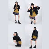 シャーリングフリルジャケット (ブラック)
