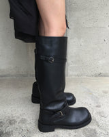 Washing leather buckle long boots