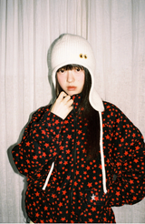 Twister Star Button Earflap Beanie - Ivory  