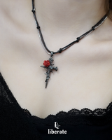 Red Rose String Necklace