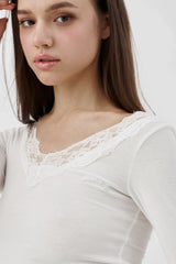 Cream donuts long sleeve, White
