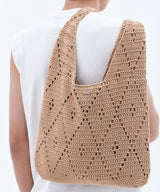 パターンオーバーサイズクロシェショルダーバッグ_Beige