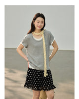Dot ruffle flare mini skirt