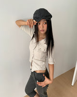 Tusi ストライプパターンベレー帽