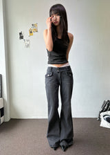 Double Button Semi-Loose Bootcut Pants 2color