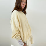 Loose Fit  Round Neck Knit Cardigan _Light Yellow