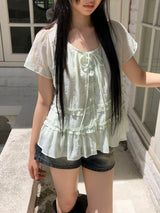 Qring Frill Short-Sleeve Blouse