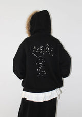 (Lining Brushed) STARRY FUR HOOD ZIP-UP
