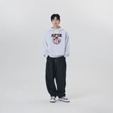 LEATHER APPLIQUE GRAPHIC HOODIE
 - WHITE
M/GREY