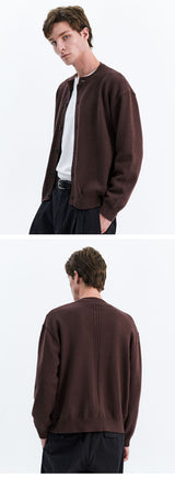 CENTRE LINE ROUND CARDIGAN_BROWN