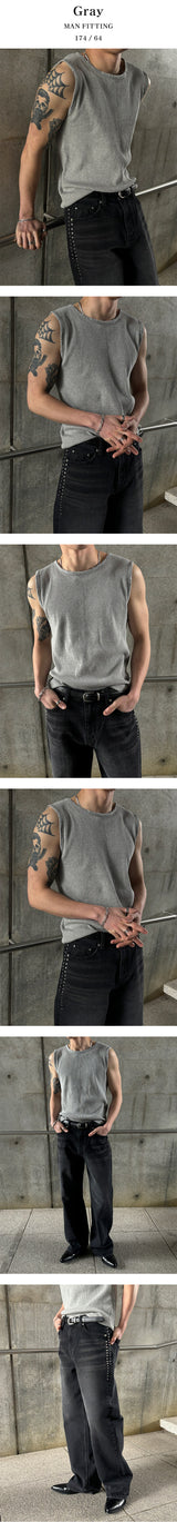 [Unisex] Damage washing sleeveless(4color)