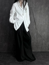 double-pleated long wide slacks
