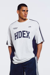 Side Color Block Short Sleeve White
