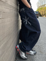 Esther Lettering Denim Pants 3C
