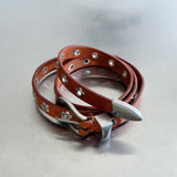 Orange Flower Leather Belt