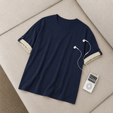 ルーズフィット💛 ボタンロールアップ カラーブロック ショートスリーブTシャツ (6 colors)
