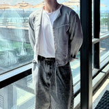 Linen Raw-edge Crop Jacket