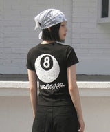 Stretch Cotton Slim Short Sleeve T-shirt Eight Ball Black