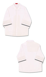 Lace color combination linen shirts Ivory