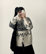 Denby snowflake Nordic button knit cardigan