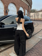 Loosen Path Hem Snap Training Curved Balloon Fit Long Pants (5 colors)