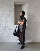 leather oversized fit vest jacket