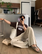 Cool Pin Tuck Linen Wide Pants