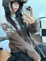 ウール🧸 アンゴラスノーフラワーロウンフニット❤🤎🩵💙4カラー