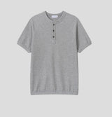 (Muscle Fit) Loop Henley Neck Ribbed Short Sleeve