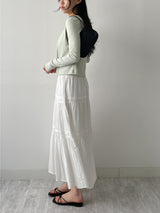 Two-button slit ribbed cardigan T-shirt