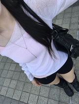 26SS★ [MADE/Knit + Sleeveless Set] レチロールアップシースルーニットノースリーブセット
