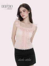 Peach Chiffon Frill Blouse