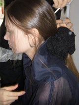 Pearl Boucle Scrunchie_Large_Black