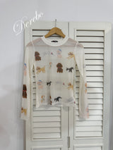 Blur Cartoon Mash Round Long Sleeve T-shirt