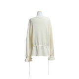 (3color) Ribbon Flare Shirring Loose-Fit Knit Cardigan