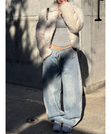 [Unisex] Heavy denim sweat wide pants(2color)
