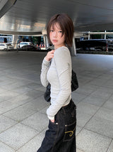 チャリンディープUネック2ウェイレイヤードTシャツ