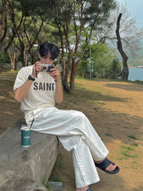 [A-T0117] SAINTピグクロップ半袖Tシャツ (4色)