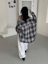 [UNISEX]チェック柄ヴィンテージカッティングシャツ