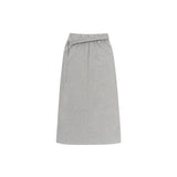 FOLDING WAIST BAND MAXI SKIRT (MELANGE GRAY)