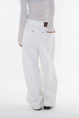 Turquoise white denim pants