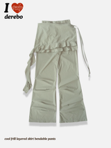 cool frill layered skirt bendable pants