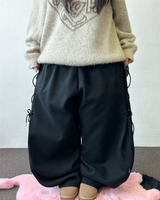 ロープラインリボンサイドセミバルーンワイドパンツ 🖤🤍 2カラーズ