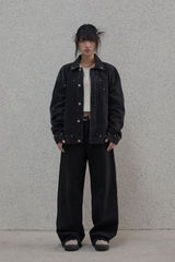 スタッズ付きセルビッジウォッシュデニム - Pants