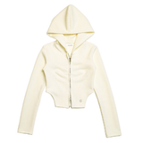SWAN LAKE CROP 2WAY ZIP UP HOODY CREAM