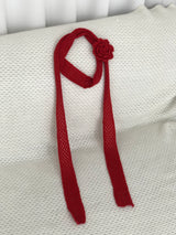 Red Rose pin + knit scarf