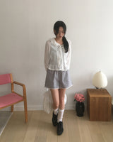 Dinte Lace Frill Hooded Shirt