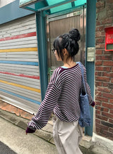 26FW★ [BAONHAUS] Sevnin Stripe V-Neck Knit