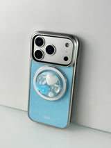 Dotwing Magsafe Silver Glass Bumper Case(Blue)